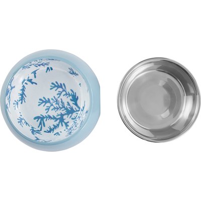 Frisco Frisco Coral Design Stainless Steel Dog & Cat Bowl, Teal, Medium: 3 cup