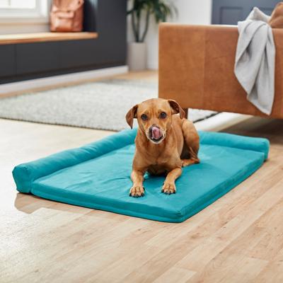 Show full view: Frisco Corner Bolster Orthopedic Dog Crate Mat, Teal, 24-in slide 1 of 8