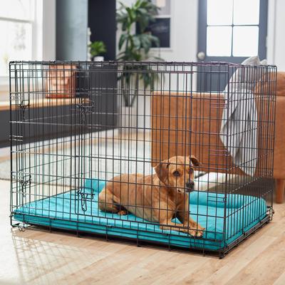 Show full view: Frisco Corner Bolster Orthopedic Dog Crate Mat, Teal, 24-in slide 6 of 8