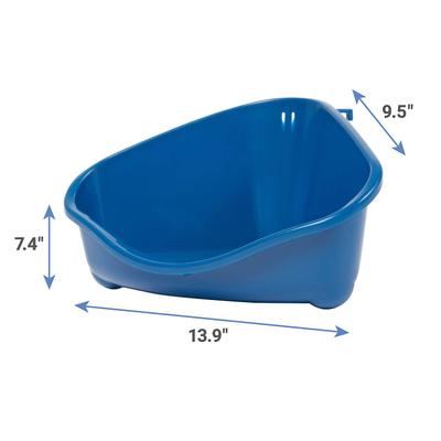 Show full view: Frisco Corner Litter Box, Navy, Small + Small Animal Bedding, Natural slide 3 of 9