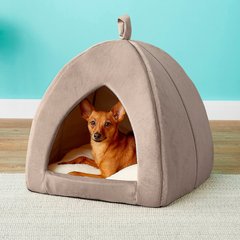 Frisco Covered Tent Cat & Dog Bed, Beige, Medium