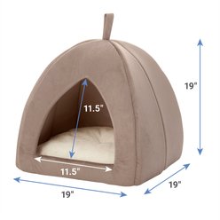Frisco Covered Tent Cat & Dog Bed, Beige, Medium slide 2 of 5