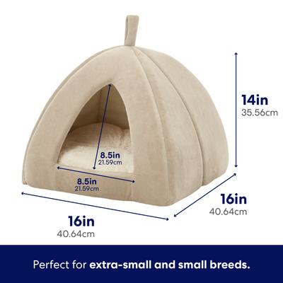 Show full view: Frisco Covered Tent Cat & Dog Bed, Beige, Small slide 2 of 8