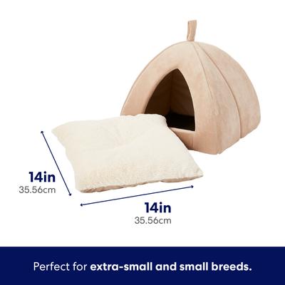Show full view: Frisco Covered Tent Cat & Dog Bed, Beige, Small slide 3 of 8