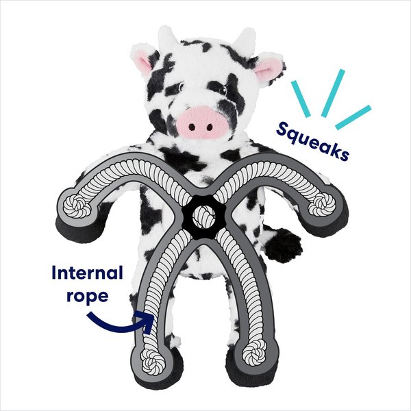 Show full view: Frisco Cow Plush with Inside Rope Squeaky Dog Toy, Medium slide 3 of 7