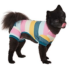Frisco Cozy Waffle Knit Dog & Cat PJs, Stripe, Medium
