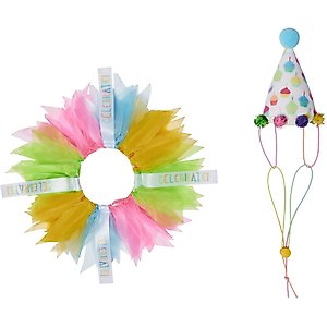 Frisco Cupcake Party Hat & Ruffle Collar Cat Birthday Costume, One Size