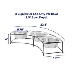Frisco Curved Triple Feeder Stainless Steel Dog & Cat Bowl, Medium: 3 cup slide 2 of 7