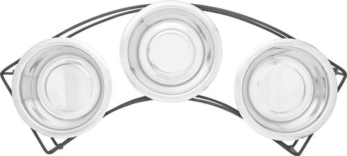 Show full view: Frisco Curved Triple Feeder Stainless Steel Dog & Cat Bowl, Medium: 3 cup slide 4 of 9