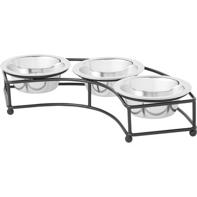 Frisco Frisco Curved Triple Feeder Stainless Steel Dog & Cat Bowl, Small: 1 cup