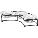 Frisco Curved Triple Feeder Stainless Steel Dog & Cat Bowl, Small: 1 cup