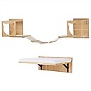 Frisco Cushioned Wall Mounted Wall Shelf + Cat Silhouette with Bridge Wall Mounted Cat Wall Shelves