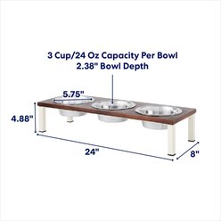 Frisco Dark Wooden Triple Elevated Stainless Steel Dog & Cat Bowl, Dark Wooden, Medium: 3 cup slide 2 of 6