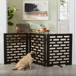 Frisco Deco Horizontal Lines 3-Panel Dog Gate, 24-in, Espresso