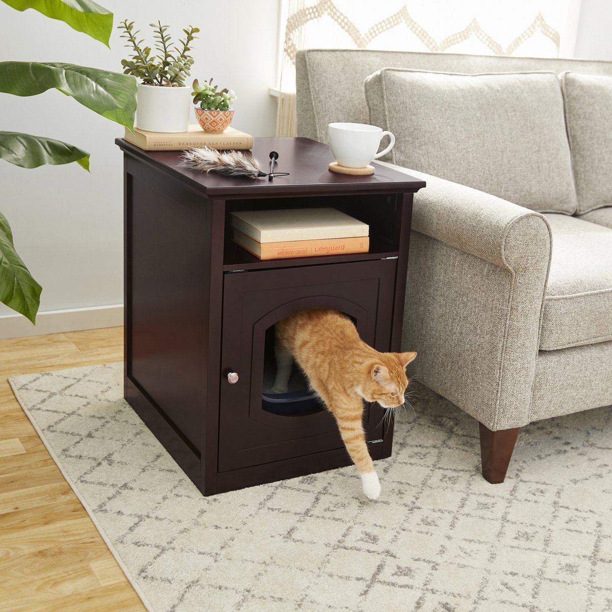 Frisco Decorative Side Table Cat Litter Box Cover, Espresso