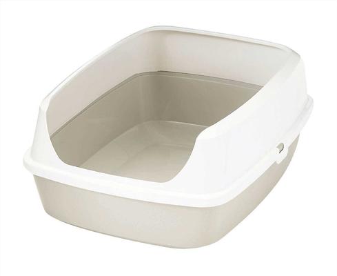 Show full view: Frisco Decorative Side Table Cat Litter Box Cover, White + Frisco Open Top Cat Litter Box with Rim, Gray, Large 19-in slide 6 of 8