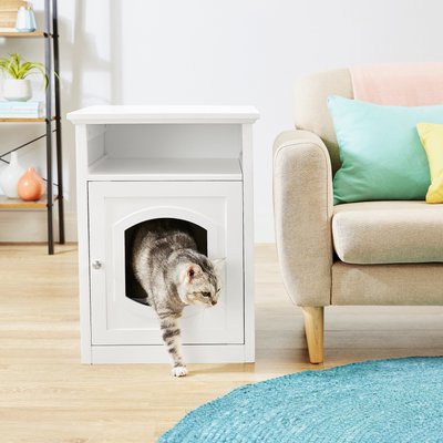 Frisco Frisco Decorative Side Table Cat Litter Box Cover, White