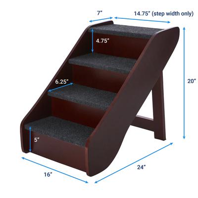 Show full view: Frisco Deluxe Foldable Wooden Carpeted Cat & Dog Stairs, Brown, Large slide 3 of 9