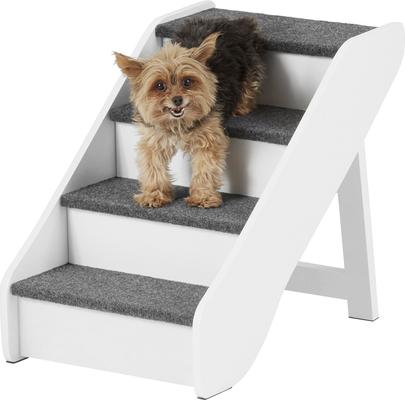 Show full view: Frisco Deluxe Foldable Wooden Carpeted Cat & Dog Stairs, White, Large slide 2 of 6