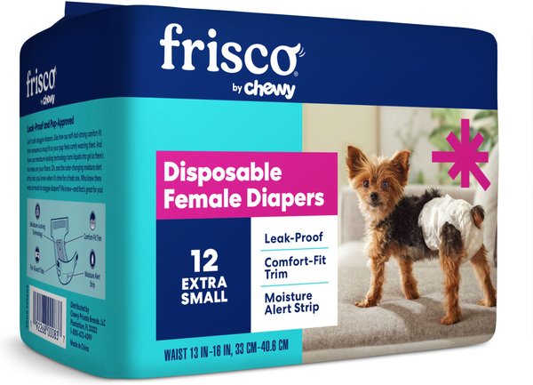 Show full view: Frisco Disposable Female Dog Diapers, X-Small, 12 count slide 1 of 10