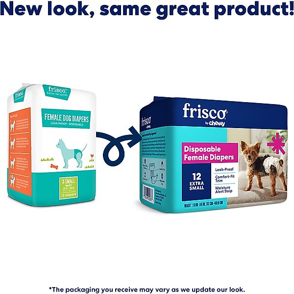 Show full view: Frisco Disposable Female Dog Diapers, X-Small, 12 count slide 2 of 10