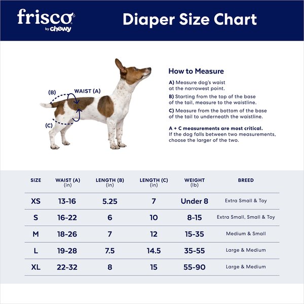 Show full view: Frisco Disposable Female Dog Diapers, X-Small, 12 count slide 4 of 10