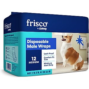 Frisco Disposable Male Dog Wraps, Medium, 12 count