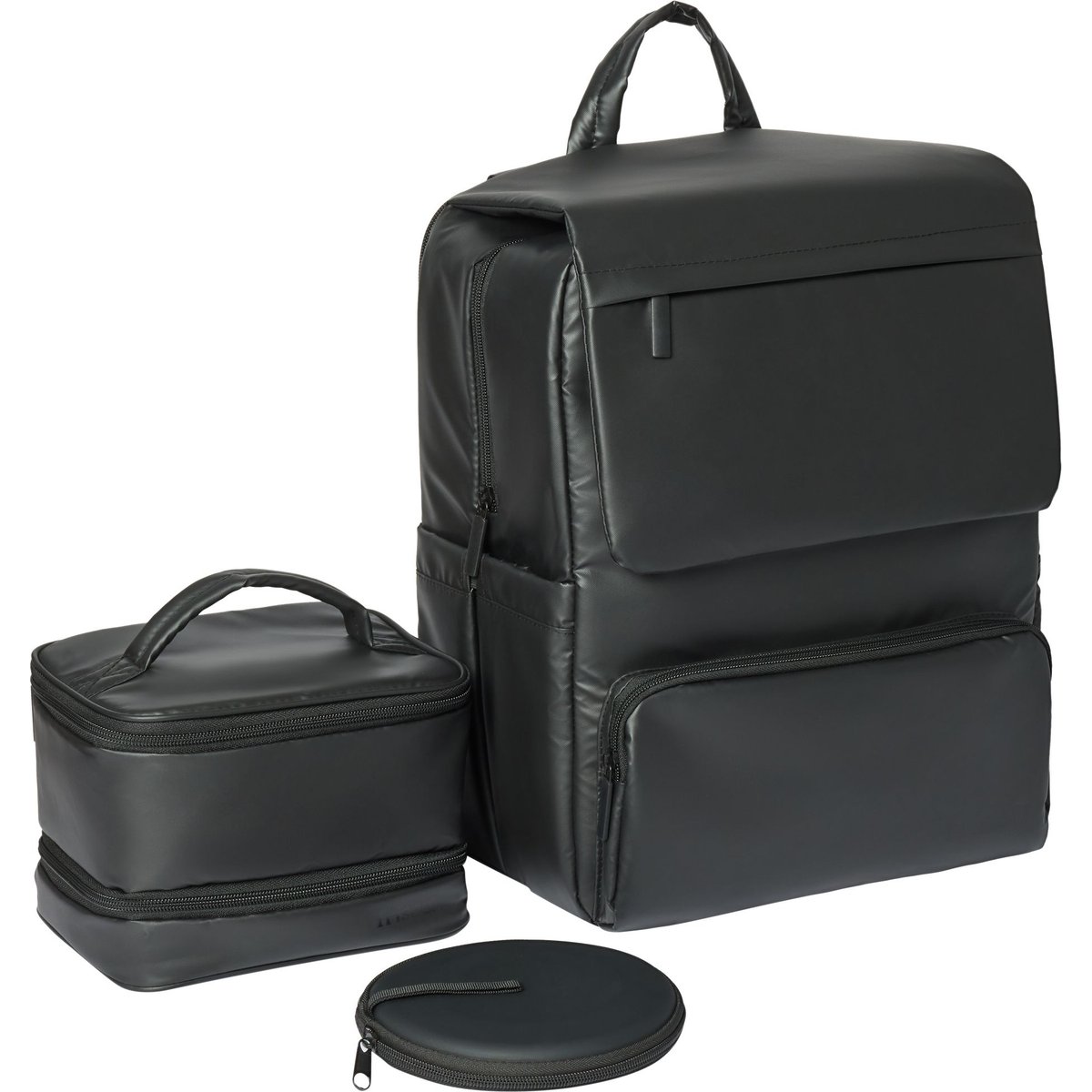 Frisco Dog & Cat Backpack Travel Bag with Double Bowl and Food Storage, Black