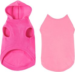 Frisco Dog & Cat Basic Hoodie + T-Shirt, Pink, Large