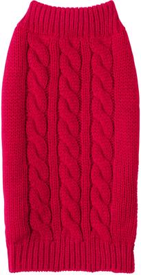 Show full view: Frisco Dog & Cat Cable Knitted Sweater, Red, Medium slide 3 of 9