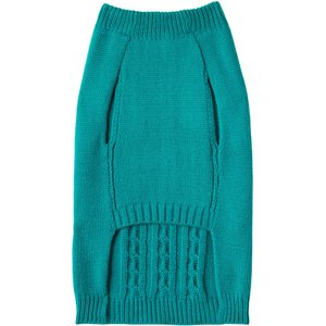 Frisco Dog & Cat Cable Knitted Sweater, Teal, Large