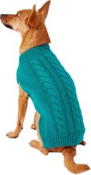 Frisco Dog & Cat Cable Knitted Sweater, Teal, Small