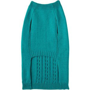 Frisco Dog & Cat Cable Knitted Sweater, Teal, X-Large
