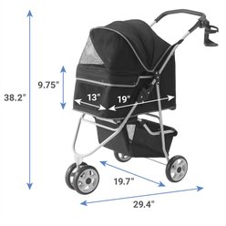 Frisco Dog & Cat Collapsible Stroller, Black slide 2 of 4