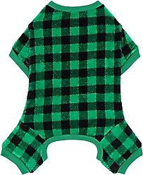 Frisco Dog & Cat Cozy Plush Fleece PJs, Green Plaid, Medium