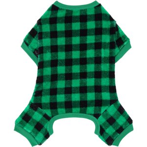 Frisco Dog & Cat Cozy Plush Fleece PJs, Green Plaid, Medium