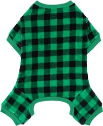 Frisco Dog & Cat Cozy Plush Fleece PJs, Green Plaid, Small