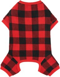 Frisco Dog & Cat Cozy Polar Fleece PJs, Red Plaid, Small