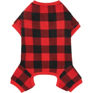 Frisco Dog & Cat Cozy Polar Fleece PJs, Red Plaid, Small