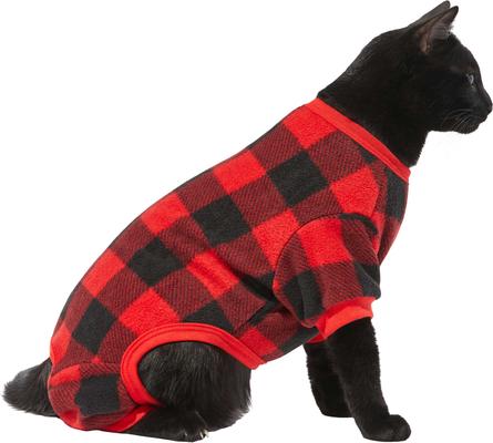 Show full view: Frisco Dog & Cat Cozy Polar Fleece PJs, Red Plaid, Small slide 5 of 9