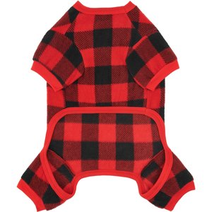 Frisco Dog & Cat Cozy Polar Fleece PJs, Red Plaid, Small