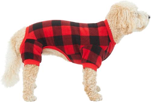 Show full view: Frisco Dog & Cat Cozy Polar Fleece PJs, Red Plaid, XX-Large slide 3 of 8