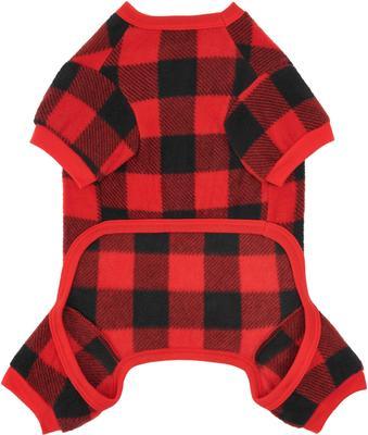 Show full view: Frisco Dog & Cat Cozy Polar Fleece PJs, Red Plaid, XX-Large slide 4 of 8