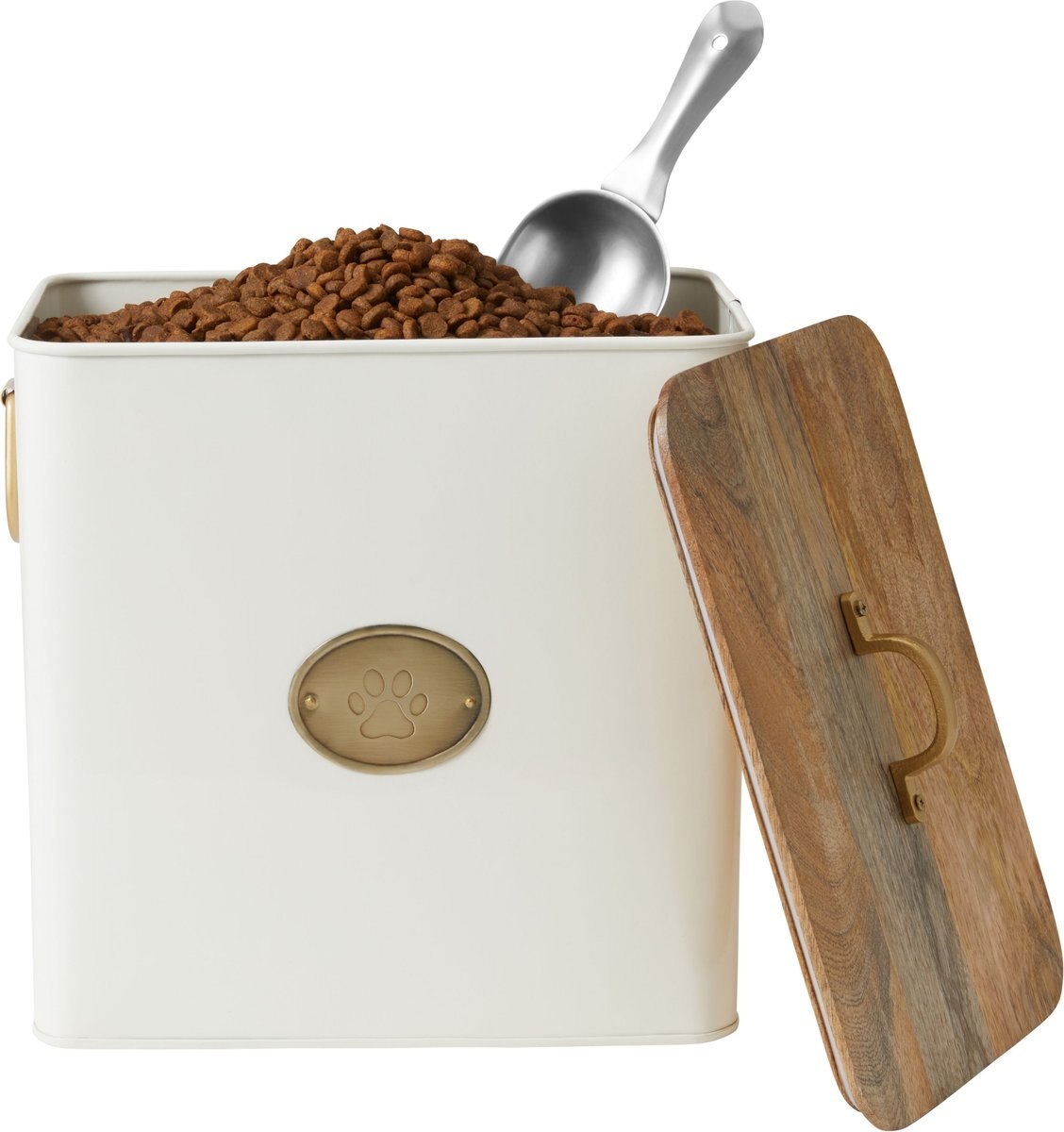 FRISCO Dog & Cat Paw Food Storage Canister, White, 16 qt/64 cups, 1 ...