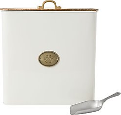 Frisco Dog & Cat Paw Food Storage Canister, White, 34 qt/136 cups, 1 count