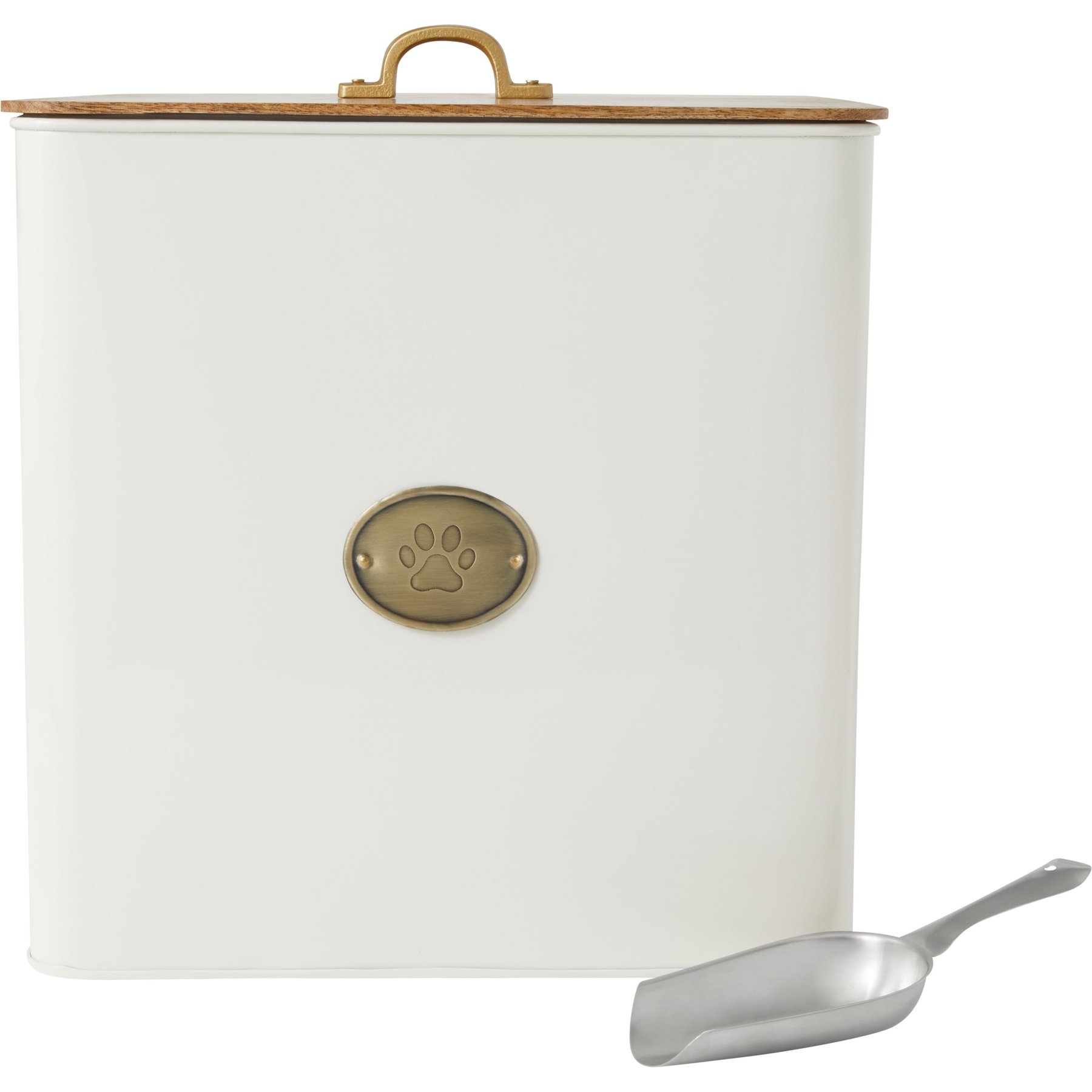 Frisco Dog & Cat Paw Food Storage Canister, White, 34 qt/136 cups, 1 count
