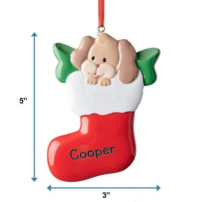 Show full view: Frisco Christmas Dog in Stocking Resin Personalized Ornament slide 2 of 7