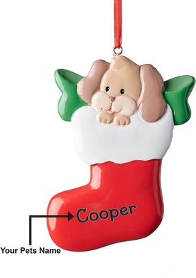 Show full view: Frisco Christmas Dog in Stocking Resin Personalized Ornament slide 5 of 7