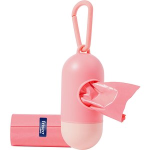 Frisco Dog Poop Bag Dispenser & Poop Bag Roll, Pink, Unscented Bags, 15 count roll