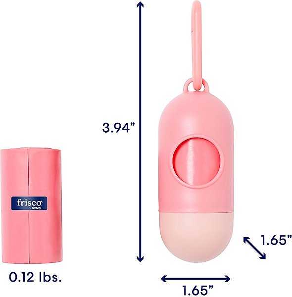 Show full view: Frisco Dog Poop Bag Dispenser & Poop Bag Roll, Pink, Unscented Bags, 15 count roll slide 4 of 9